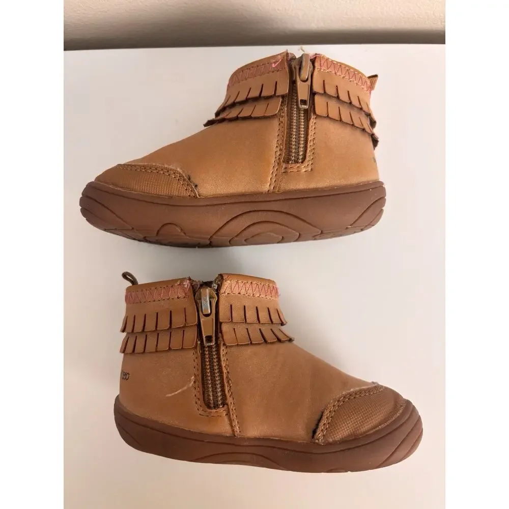 Stride Rite 360 Baby Girl’s Bianca Boot 6M Brown Fringe Faux Leather